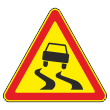 Дорожный знак 1.15 «Скользкая дорога» (временный) (металл 0,8 мм, I типоразмер: сторона 700 мм, С/О пленка: тип Б высокоинтенсив.)